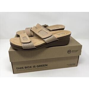 Clarks Women's Calenne Maye Wedge Sandal, Sand Combi,  Size 8.5